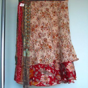 Darn Good Yarn Sari Silk Skirt XL Knee Length #3